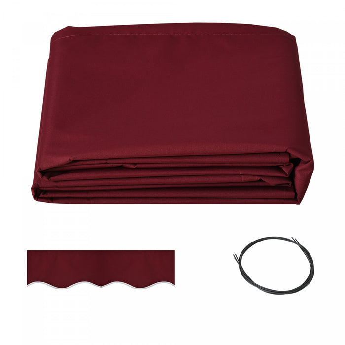 Outsunny 11' X 10' Retractable Awning Fabric Replacement Outdoor Sunshade Canopy Awning Cover, Uv Protection, Wine Red