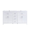 Dune 59 Inch Double Sink Bathroom Vanity with Resin Sinks and 4 Drawers, White