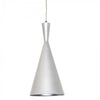 Dainolite Helsinki 1 Light Pendant Cone Matte White Finish Silver Pebbled Interior Lamp|Luminaire suspendu Helsinki de Dainolite en forme de cône, avec intérieur à motif de galets argentés, fini blanc mat et 1 ampoule