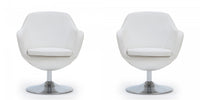 Caisson Modern Upholstered Swivel Lounge Chair in White - Set of 2