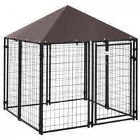 Pawhut Lockable Dog House Kennel With Water-resistant Roof For Small And Medium Sized Pets, 4.6' X 4