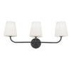Dainolite Eleanor 3 Light Vanity Light Matte Black White Opal Glass Lamp