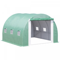 Outsunny 9.7' X 9.7' X 6.5' Large Walk-in Double Cover Polytunnel Greenhouse Outdoor W/ Roll-up Zipp