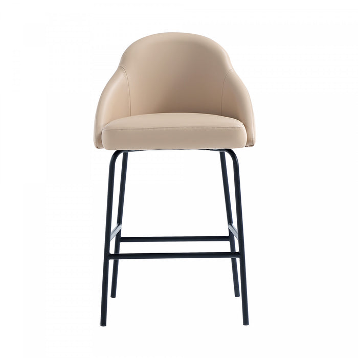 Gracie Modern Metal Upholstered Counter Stool in Tan and Black Bar Stool