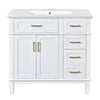 Michael 36\" Bathroom Vanity With Ceramic Sink, Soft-close Doors, And Four Storage Drawers - White