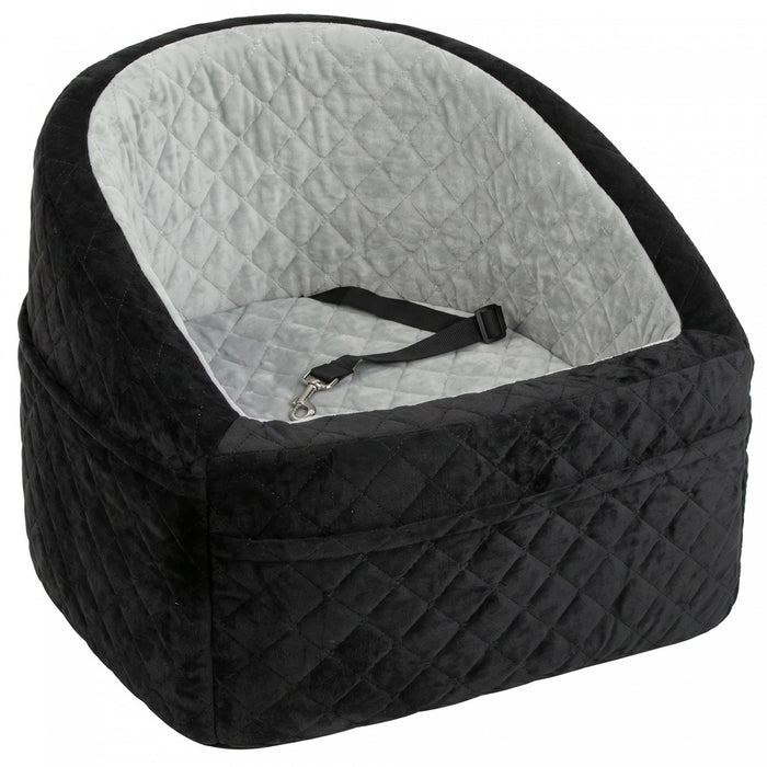 PawHut Dog Car Seat, Dog Booster Car Seat for Small Breeds Under 10kg, Portable Pet Travel Bed Detachable Washable with Adjustable Leash, Storage Pockets, Grey