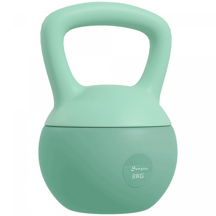 Soozier 18 lb Soft Kettlebell, Sand Filled Weight with Grip Handle, Solid Kettlebell Weight for Full Body Workout and Strength Training, Home Gym Equipment, Green