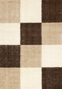 Fairmont Brown Beige White Checkered Rug, 6'7
