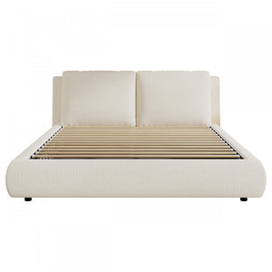 Diana Ottoman Hydraulic Lift Storage Platform Bed with Luxurious Boucle Upholstered and Sturdy Storage,King Size,White King Bed