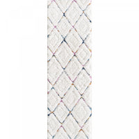 Lola Lattice Lines Cream Shag Area Rug - 6'7