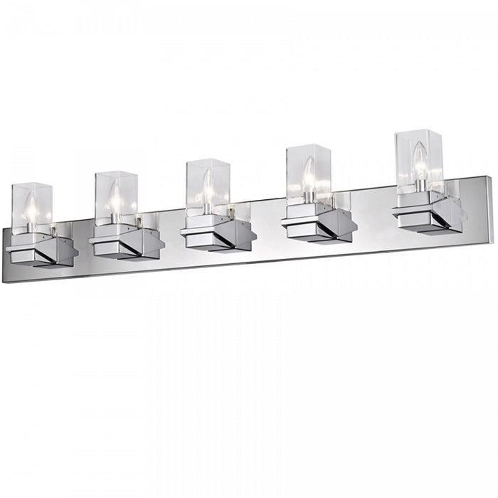 Dainolite Veronica 5 Light Vanity Light Polished Chrome Clear Glass Lamp