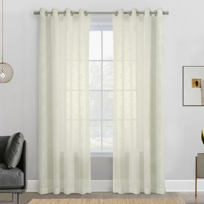 Habitat Boucle Off White Sheer Grommet Curtain Panel - 52 x 108