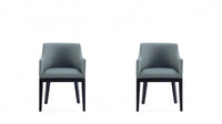 Gansevoort Modern Wood Vegan Leather Armchair in Pewter - Set of 2 