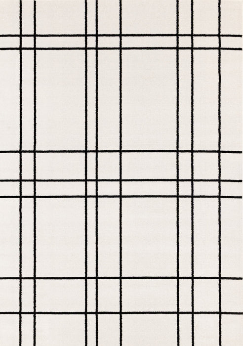 Covington Grey White Checkered Pattern Rug, 5'3\" x 7'7\" Indoor Area Rug