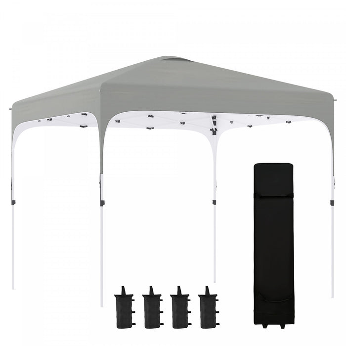 Outsunny 10' X 10' Pop Up Canopy Tent With Sand Bags, Upf 50+ Instant Sun Shelter, Tents For Parties, Height Adjustable, With Wheeled Carry Bag, For Outdoor, Garden, Patio, Grey