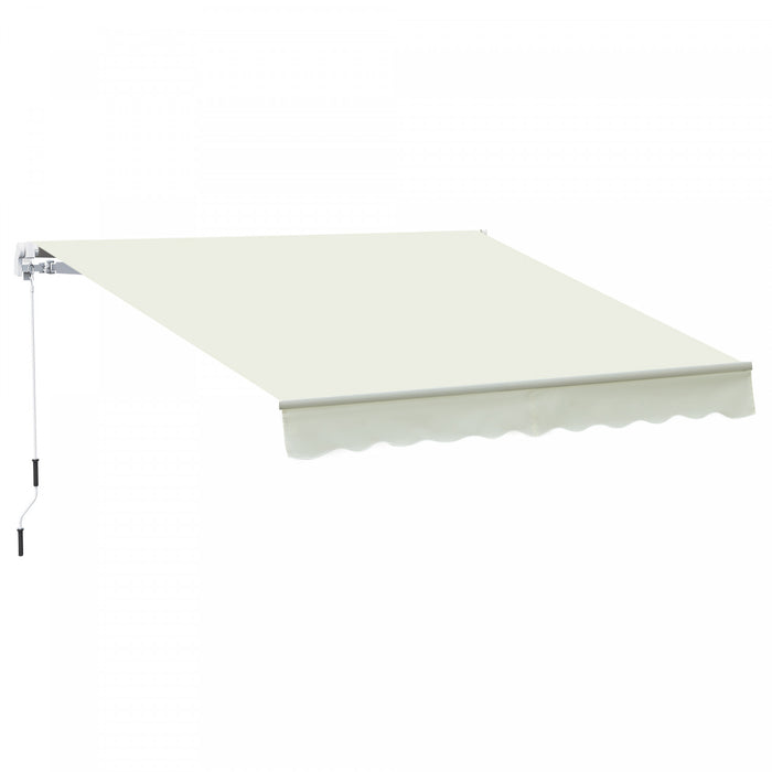 Outsunny 10' X 8' Manual Retractable Awning Shelter W/ Crank, Cream White