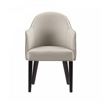 Hillman Modern Wood Vegan Leather and Velvet Armchair in Light Gray Dining Chair 