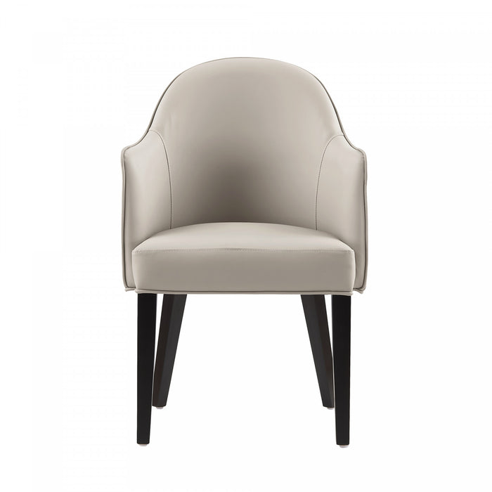 Hillman Modern Wood Vegan Leather and Velvet Armchair in Light Gray Dining Chair