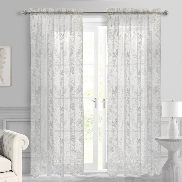 Habitat Limoges White Sheer Rod Pocket Curtain Panel - 55 x 84