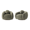 Tribeca Mid-Century Modern Chenille Lounge Chair in Olive Green - Set of 2