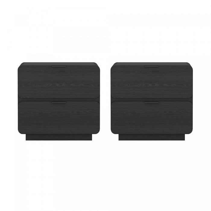 Chrystie Contemporary Modern 26\" Nightstand in Black (2-Drawer) - Set of 2