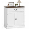 HOMCOM Buffet Cabinet 32\" Farmhouse Sideboard with Thick Top Drawer White