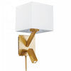 Dainolite LED Reading Light 1 Light Wall Sconce With LED Reading Light Aged Brass Finish White Shade Lamp