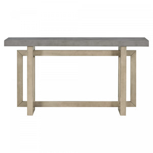 Ethan 59.1'' Triple Rectangle Design Painted Entryway Table with Pine Wood Legs,Grey Sofa Table