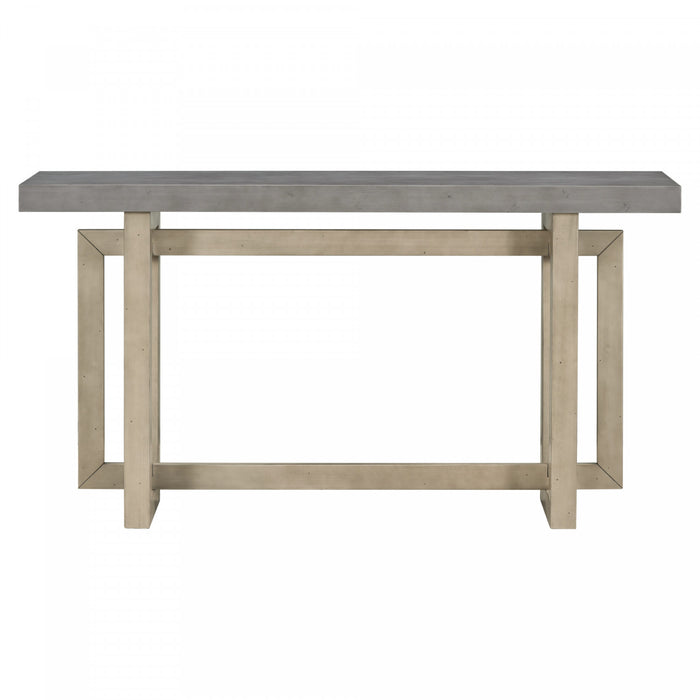 Ethan 59.1'' Triple Rectangle Design Painted Entryway Table with Pine Wood Legs,Grey Sofa Table