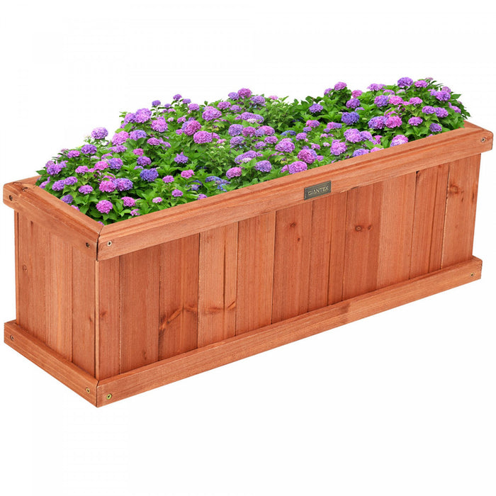 Costway 28 Inch Wooden Flower Planter Box Garden Yard Decorative Window Box Rectangular
