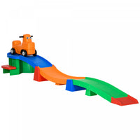 Qaba 9.8 Ft Up And Down Roller Coaster For Kids, Thrill 4 Pieces Toddler Roller Coaster Ride On Toy