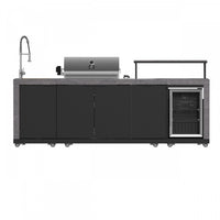 Forno Rimini Outdoor Kitchen, 62,600 BTU, 2.4 cu.ft. Refrigerator, Grey Countertops - FODKT2544BLK 