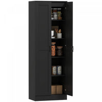 HOMCOM 5-Tier Storage Cabinet with Shelves, Kitchen Pantry Cabinet, Black