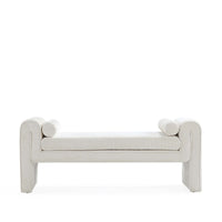 Concord Modern Glam Chenille Accent Bench in Ivory 