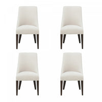 Beever Modern Chenille Wood Dining Chair in Cream - Set of 4 