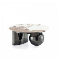 Laurel Modern Glam Sintered Stone Top Coffee Table in Black 