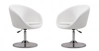 Hopper Modern Upholstered Swivel Lounge Chair in White - Set of 2 Accent Chair 