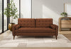 Upholstered Sofa, 75\"L, Decorative Pillows, Solid Wood Legs, Rust Fabric, Mid-Century Sofa