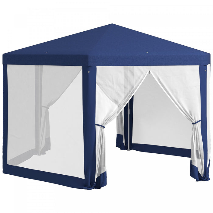 Outsunny Hexagon Party Tent, Patio Gazebo With Netting Mesh, Blue