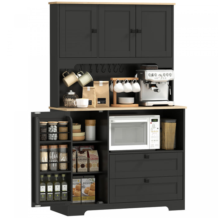 HOMCOM 64\" Kitchen Pantry Cabinet, Kitchen Hutch with 3 Cabinets, 2 Drawers