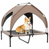 Pawhut Elevated Dog Bed With Canopy, Cooling Dog Cot Bed For Camping, Portable Raised Pet Cot With Washable Breathable Mesh, For Indoor Outdoor, M & L Dogs, 36\" X 30\" X 35\", Coffee