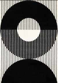 Florence Black White Stripes and Hollow Circle Modern Design, 4'7