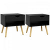 HOMCOM Set of 2 Bedside Tables with Drawer and Shelf for Bedroom