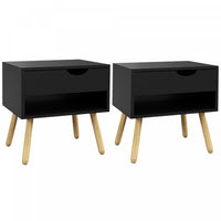 HOMCOM Set of 2 Bedside Tables with Drawer and Shelf for Bedroom