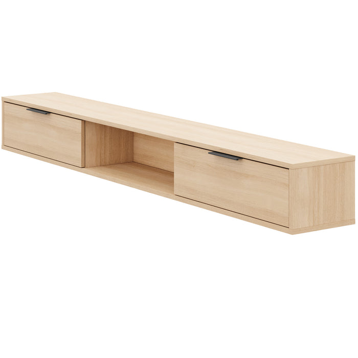Nordika Slim 72\" Wall-Mounted TV Stand with 2 Storage Cabinets - Natural Blonde Oak