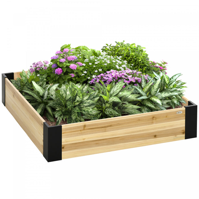 Outsunny 47\" X 47\" Raised Garden Bed With Metal Corner Bracket, Easy To Install Planter Box For Growing Vegetables, Flowers, Fruits, Herbs, And Succulents