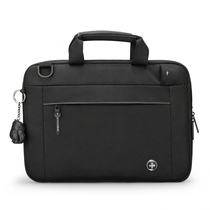Swissdigital Bolligen 16\" Laptop Sleeve Bag – USB Charging, Water-Repellent, Add-A-Bag System, Padded Protection, Travel