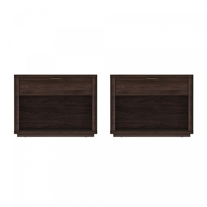 Evelyn Modern 32\" Nightstand in Brown (1-Drawer) - Set of 2