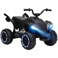 Qaba 12V Kids ATV, Electric Ride On Quad with Dual Motors, Rear Suspension, 2.2 MPH Max, Light-Up Wheels, Music, Horn, USB, MP3, Headlights for Boys Girls 3-6 Years, Black