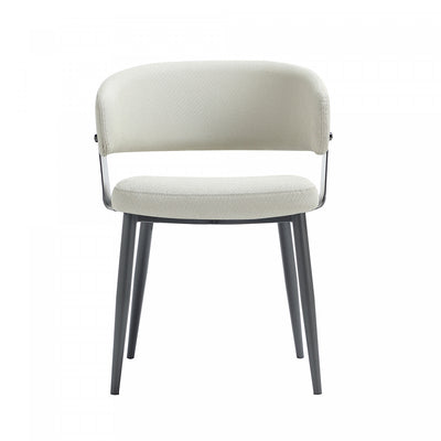 Luce Modern Metal Textured Vegan Leather Dining Chair in Oatmeal | Chaise de salle a manger moderne Luce en metal texture et cuir vegetalien couleur avoine
